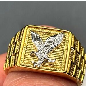BLACK Jack Eagle GOLD PLATED BRUSHED MEN'S RING NEW MRSP $64.99